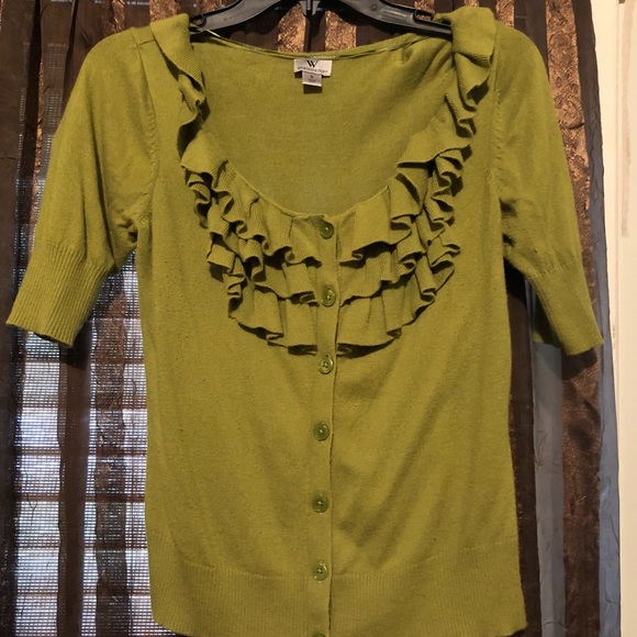 Worthington button down Bib Ruffle top - Picture 4 of 5